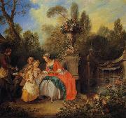 Nicolas Lancret A Lady and Gentleman Taking Coffee with Children in a Garden oil painting picture wholesale